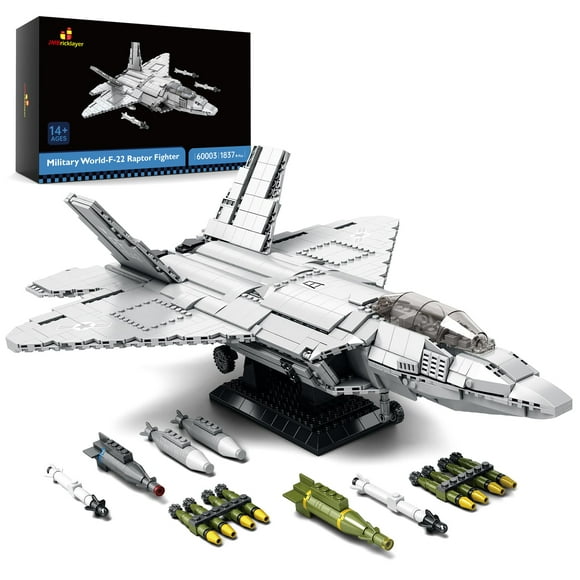 JMBricklayer F-22 Raptor Fighter Jet Building Block Set, Military Airplane Toy Army Construction Sets, Toys Gifts for Kids 14+, Adults and Military Fans 60003