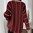 thumbnail image 4 of XPMWRP Women's Oversized Striped Tunic Sweaters Casual V Neck Long Sleeve Color Block Knit Trendy Pullover Jumper Tops Red XL, 4 of 4