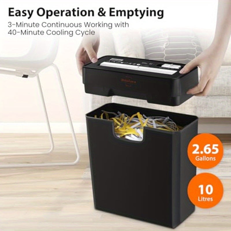Manual Paper Shredder, 6-Sheet Strip-Cut & Card Shredder, Jam-Proof Technology, 2.65Gal Bin, Portable Document Shredder for Home Office, No Batteries Needed, Compact & Secure Paper Destruction