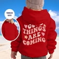 thumbnail image 2 of Oiyii Little Girls' Sweet Floral Slogan Pullover Hoodie Back Graphic Long Sleeve Casual Hooded Sweatshirt Daily Pullover Top,Red, 2 of 5