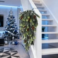 thumbnail image 5 of 30" Artificial Christmas Teardrop Swag with Pinecones Pine Branch Teardrop Door Swag Real Touch Norfolk Wreath Greenery Staircase Swags for Xmas Door Mantle Fireplace Decor - C, 5 of 6
