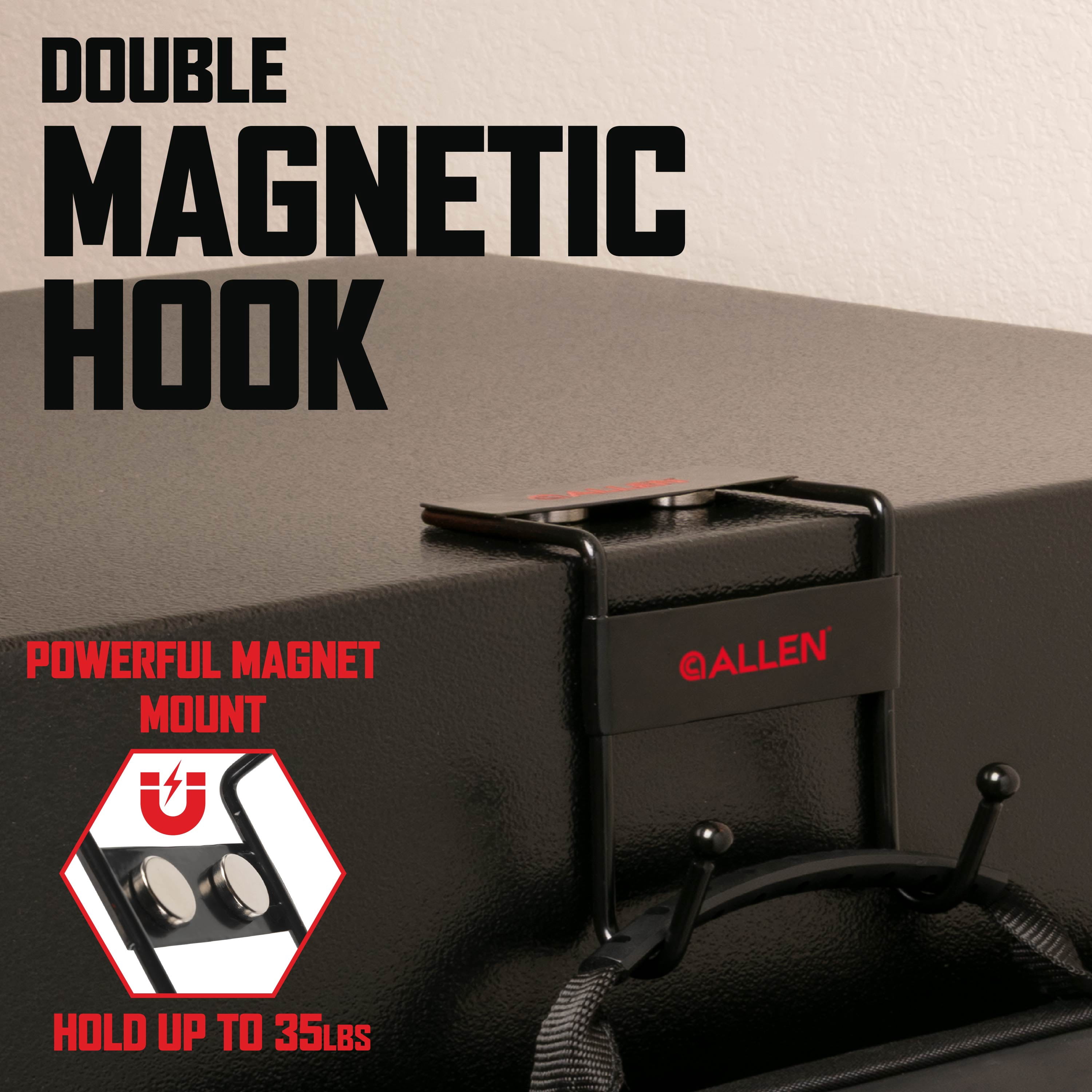 Allen Company Double Hook Magnetic Storage Organizer, 35 lb Capacity