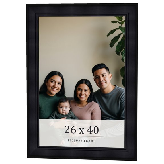 26x40 Frame Black Passaggi Solid Wood Picture Frame Width 1.5 Inches | Interior Frame Depth 0.5