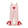 thumbnail image 4 of Toddler Girls' Cute Valentines Jumpsuit Embroidery Sleeveless Overalls Flared Legs Pants Toddler Summer Clothes Girls Size 18-24 Months, 4 of 4