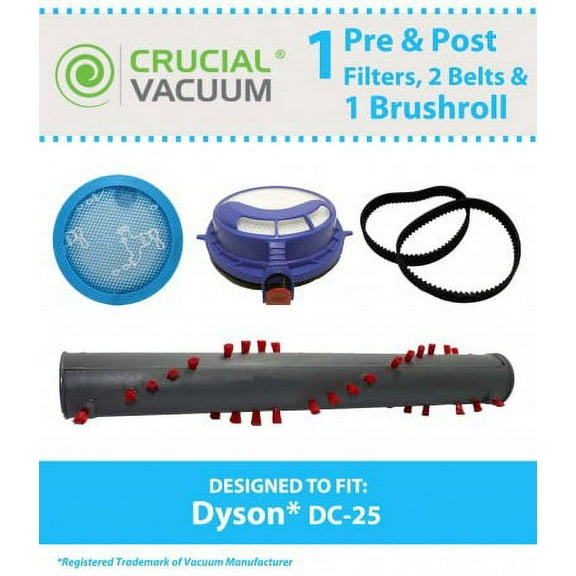 Dyson DC25 Pre & Post Filter, 2 Belts & Roller, Part # 916188-05, 914790-01, 917391-01, 914006-01