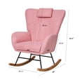 thumbnail image 5 of VECELO Rocking Chair Teddy Fabric Upholstered Nursery Chair, High Backrest Glider Accent Chair with Headrest, Pink, 5 of 12