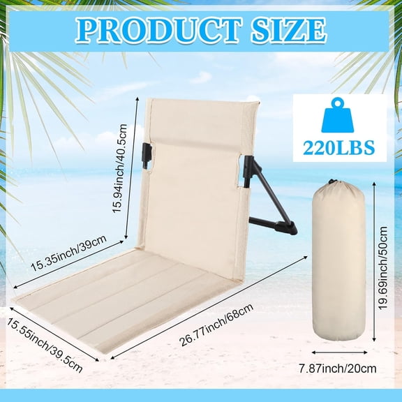 4 Pcs Foldable Poolside Chairs Portable Beach Chair Folding Seat for Edge of Pool Provide Back Support with Carry Bag for Adults Traveling Camping Picnic Lawn(Beige,26.8 Inch,Classic Style)