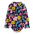 thumbnail image 5 of KYAIGUO Kids Toddler Girls Long Sleeve One Piece Swimsuits Baby Girls Bathing Suit Girls Floral One Quick Drying Printed Patterns Print Swimwear,Sizes 3-9T, 5 of 9