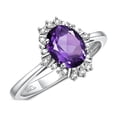 thumbnail image 3 of RYLOS Bagues pour Femmes Bague en Or Blanc 14K avec Pierre Précieuse Ovale 7X5MM et Diamants Étincelants Bijou Améthyste de Février Taille 6, 3 of 7