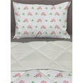 thumbnail image 3 of Watercolor Flowers Comforter & Sham Bedding Set, Pastel Plumeria Romantic Branches Shabby Summer Blooming, 3 pcs Duvet Set Microfiber Filling Quilt, 5 Sizes, Pale Pink Pale Green, by Ambesonne, 3 of 4