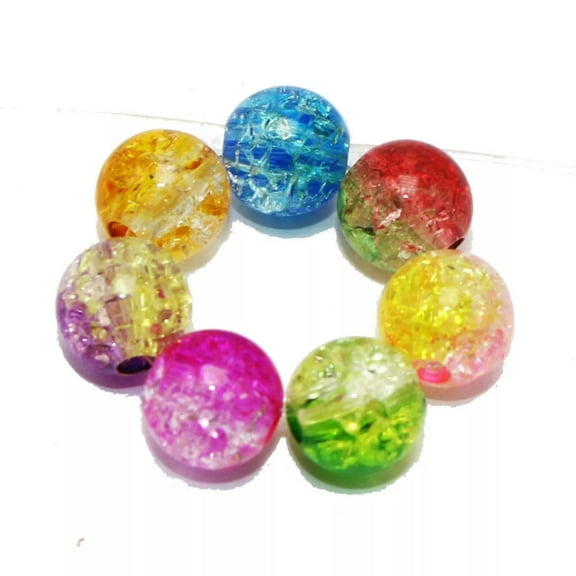 U8MO 50 Mixed Color Acrylic Crackle Round Beads 12mm Smooth Ball Kids Craft Jewelry