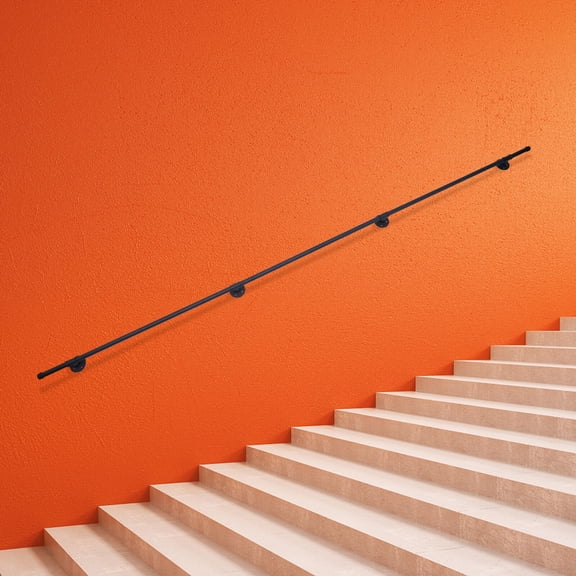 Staircase Handrail with 4 Wall Mount Support for Stairs Straight 10FT/3.05m for Stairs Attics, Indoor Fences, Hotels