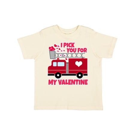 

Inktastic I Pick You for My Valentine with Red Firetruck Gift Toddler Boy or Toddler Girl T-Shirt
