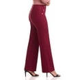 thumbnail image 2 of Rekkuna Women's Comfort Stretch Pull-On Wide Leg Pant with Snap Detail (12, Burgundy), 2 of 5