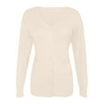 thumbnail image 5 of Cardigan Sweaters for Women 2025 Long Sleeve V Neck Button Down Knit Plain Cardigan Sweater Blouse Outerwear, 5 of 7