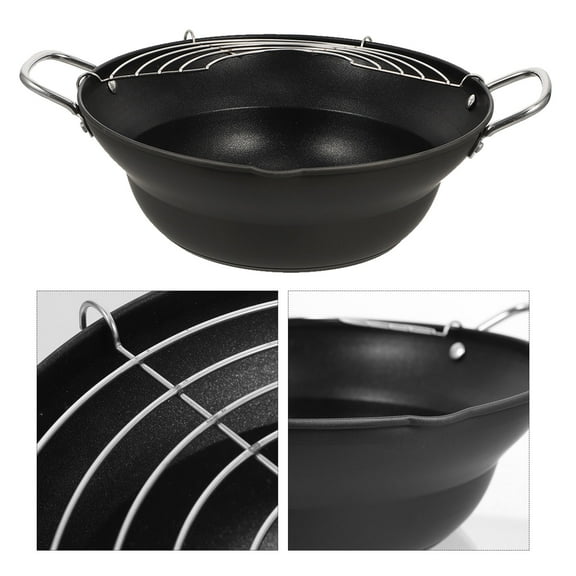 PTOOTP 1Pack  Nonstick Round Coffee Colored Japanese Style Deep Fat Fryer for Home Kitchen Cooking