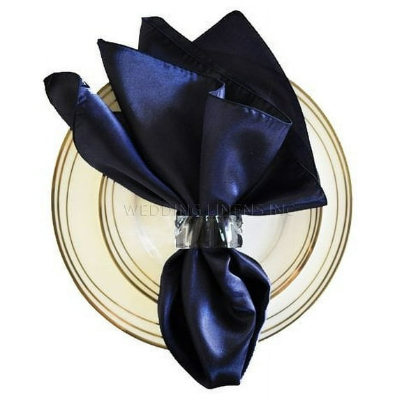 Wedding Linens Inc. (10pcs) 20'' x20" Satin Table Napkins for wedding Party Decoration events - Navy Blue