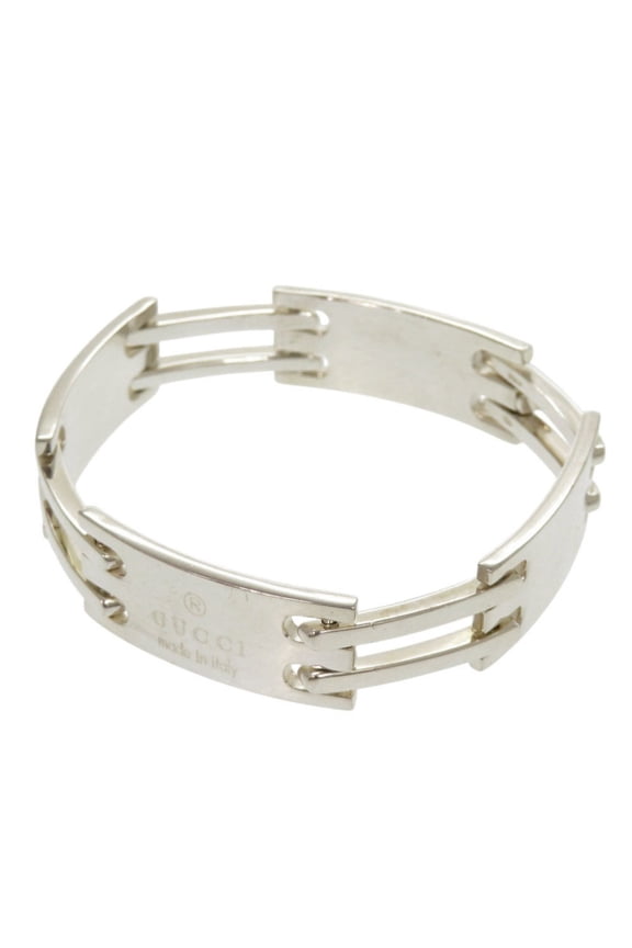 Pre-Owned Gucci logo plate silver 925 bracelet 0516GUCCI (Good)