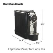 Hamilton Beach Espresso Machine, Compatible with Nespresso Original Capsules, Black with Chrome Accents