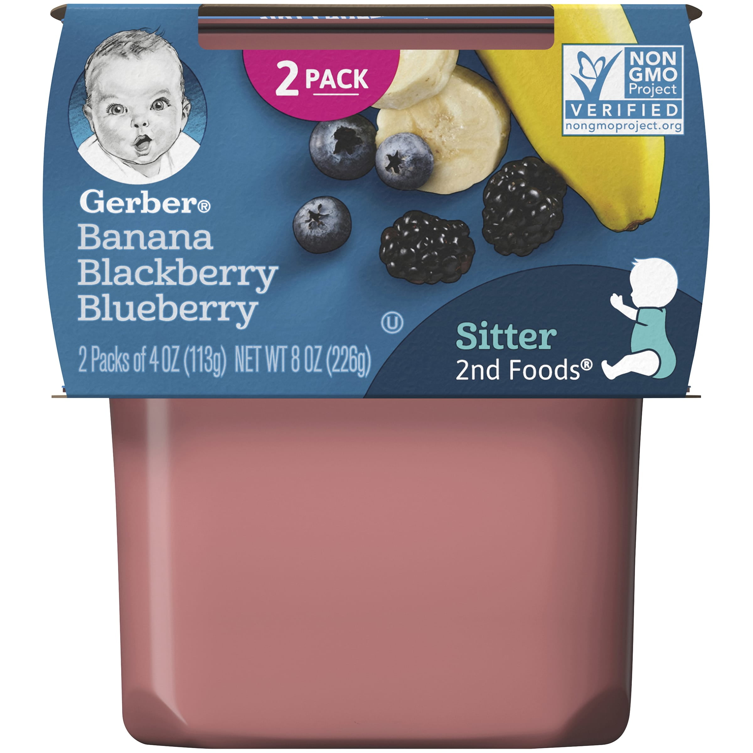 (Pack of 8) Gerber 2nd Foods Banana with Mixed Berry Baby Food, 24 oz