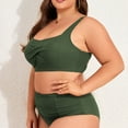 thumbnail image 4 of Zando PLus Size Bikini Sets for Women Tummy Control High Waisted Women's Bankini Swimsuits 2 Pieces Swimsuits for Big Busted Women with Ruched Army Green 4XL, 4 of 8