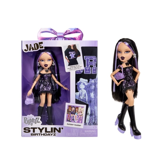Bratz Stylin’ Birthdayz Jade Fashion Doll with Customizable T-Shirt for You and Accessories