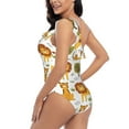 thumbnail image 4 of Picia Tiger Lion Pattern Women's One Piece Swimsuits,One Shoulder Swimwear Asymmetric ,Ruffle Monokinis Bathing Suits,High Waisted Flattering Bathing Suits-Medium, 4 of 8