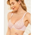 thumbnail image 3 of Wingslove Women's Sheer Lace Bra Minimizer See Through Unlined Full Coverage Bras, Light Pink, 36B, 3 of 5