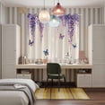 thumbnail image 4 of Wisteria Kitchen Curtains Window Panels, Spring Purple Flowers Butterflies Vintage Beige Insulated Window Treatment Curtain, Grommet Curtains for Bedroom/Living Room/Bathroom, 2 Piece 52"Wx84"L, 4 of 8