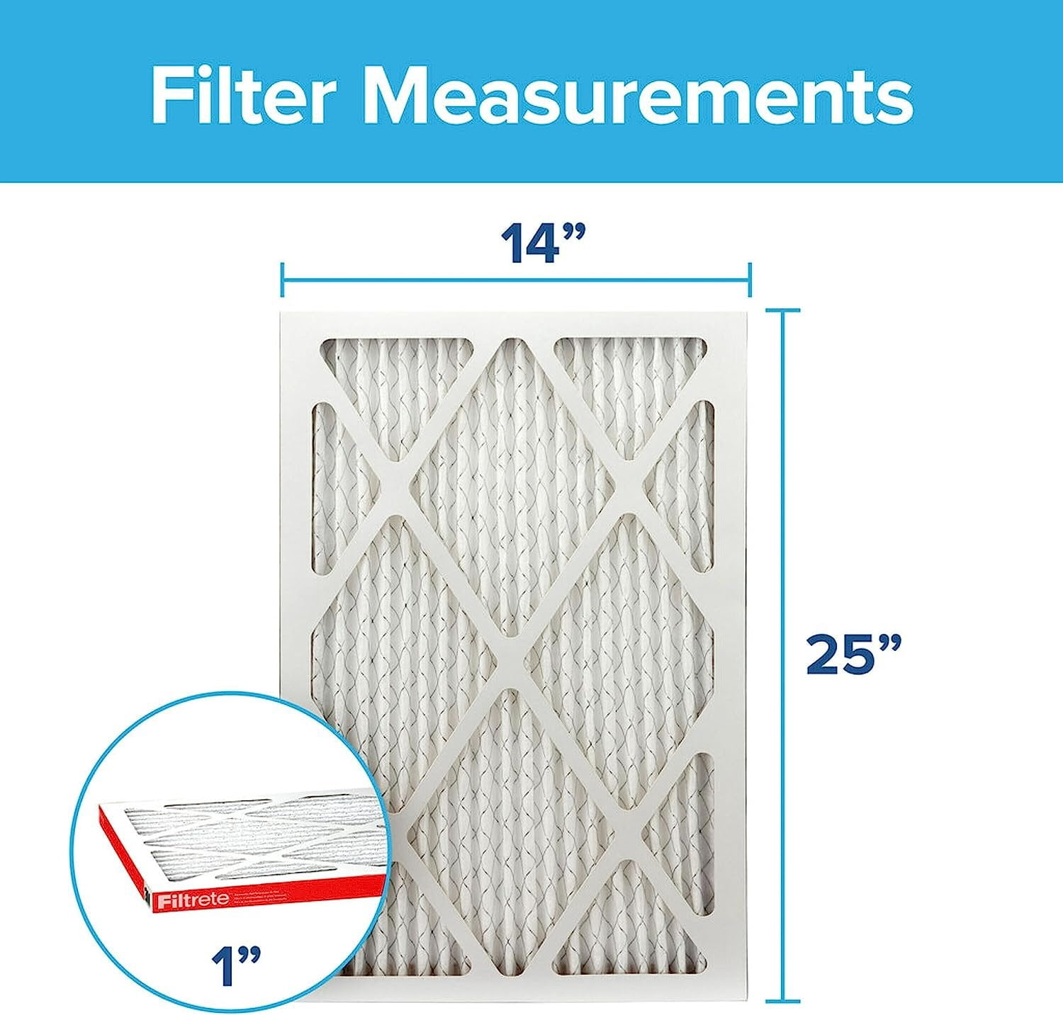 Filtrete 14x25x1 Air Filter, MPR 1000, MERV 11, Micro Allergen Defense 3-Month Pleated 1-Inch Air Filters, 2 Filters