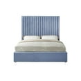 thumbnail image 4 of Maykoosh Renaissance Rhapsody Modern Contemporary Velvet Upholstered Bed With Deep Channel Tufting And Custom Acrylic Legs-Color:Sky Blue,Size:Queen, 4 of 9