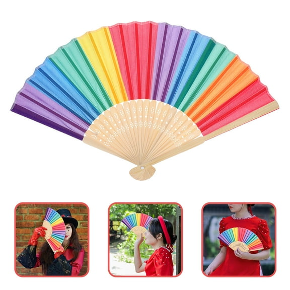 KALLORY 1Pack Folding Hand Fan Portable Cooling Multi Colored For Baby Showers 38 x 21 x 0 5 in
