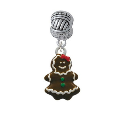 Enamel Gingerbread Girl - Large Rope with Cross Beads Charm Bead