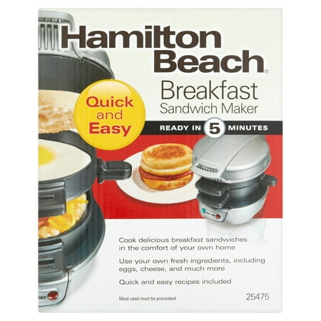 Hamilton Beach Breakfast Sandwich Maker with Timer - Dark Gray - 25478: Nonstick, Cool Touch Handle, 600W, Dishwasher-Safe