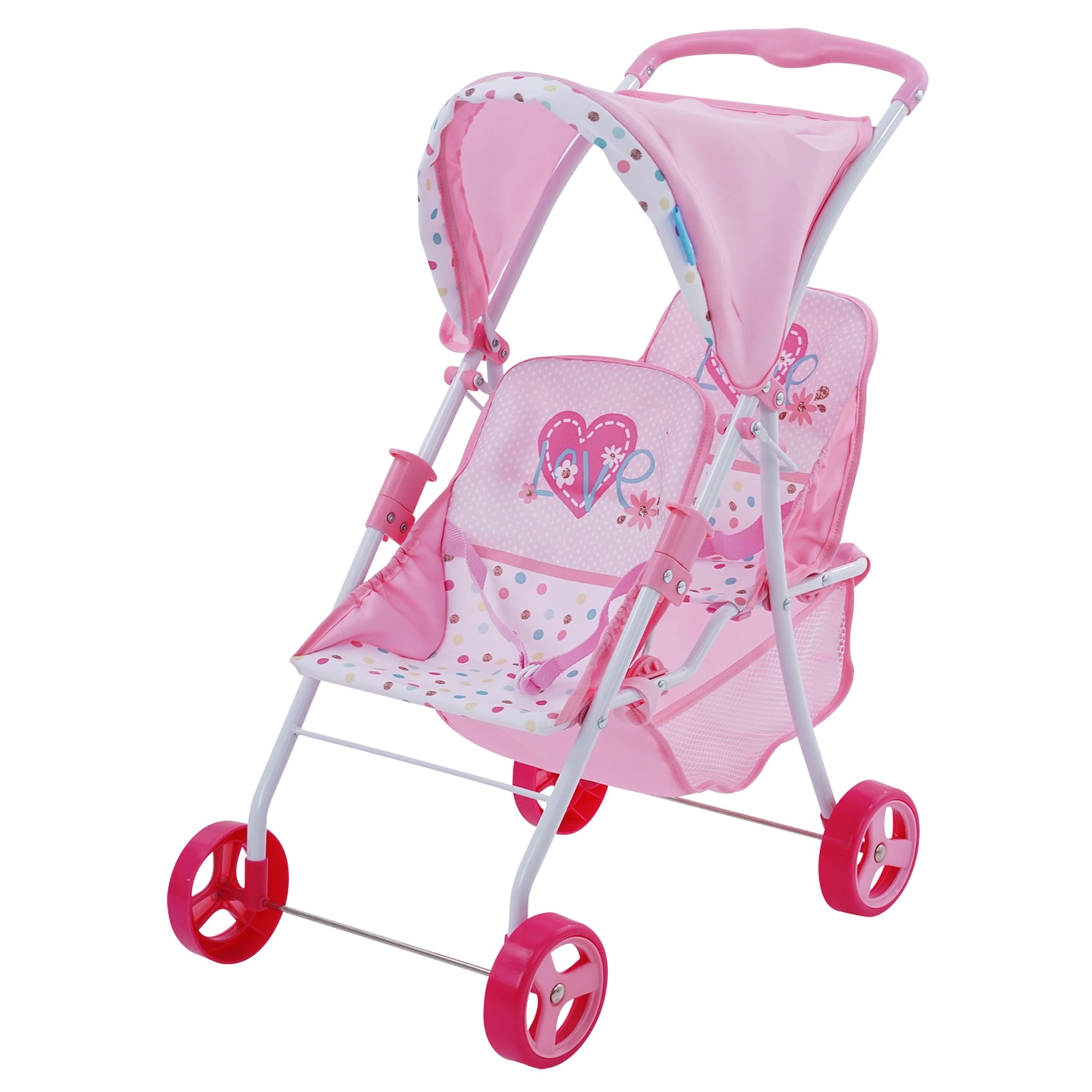 Twin Doll Stroller With Diaper Bag & Swivel Wheels By Exquisite Buggy Foam Grip 
