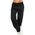 thumbnail image 3 of Pantalones Pantalones deportivos sueltos Pantalones de chándal casuales de pierna recta para mujer, Negro, 3XL sidaley AP002164-22, 3 of 7