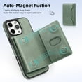 thumbnail image 4 of ShellTech 2 in 1 Wallet Case for iPhone 16 Plus Case[Compatible with Magsafe]Card Slot Holder Leather Detachable Magnetic Kickstand Shockproof Slim Phone Cover,Green, 4 of 11