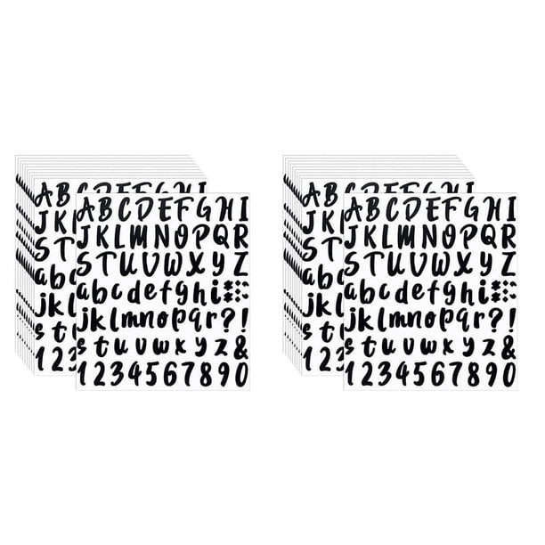 1440 Piezas 20 Hojas Adhesivo de Vinilo Autoadhesivo, Etiquetas Engomadas con Números de Letras del Alfabeto para Buzón, Puerta (Negro, 1 Pulgada)