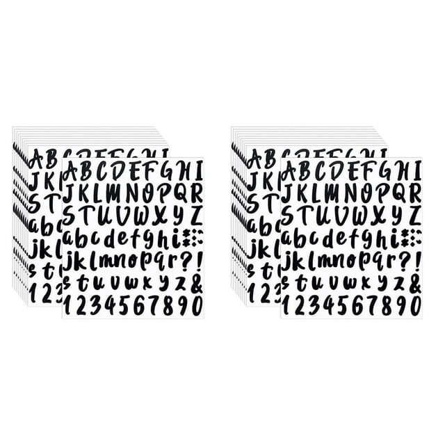 1440 Pieces 20 Sheets Self-Adhesive Vinyl Sticker, Alphabet Letter Number Stickers for Mailbox, Door (Black, 1 Inch)