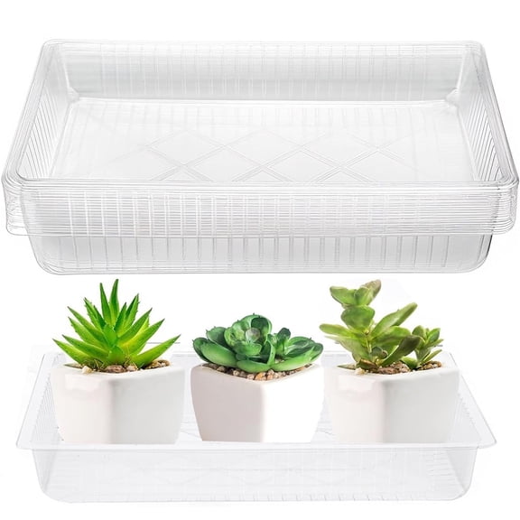 10 Pack Rectangular Plant Drip Trays,Plastic Flower Plant Pot Drip Trays,Clear Plant Saucers for Indoor,Thick Plastic Window Sill Plant Trays for Indoor Outdoor Potted Plants Flower Succulents Bonsai
