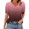 thumbnail image 5 of Neewe Women's Puff Short Sleeve T Shirt Spring Summer Tops Trendy Business Causal Outfits Work Blouses Clothes Polka Dots Striped, 5 of 5