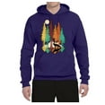 thumbnail image 2 of Trippy California Redwoods Forest Fox Silhouette | Mens Fashion Hooded Sweatshirt Graphic Hoodie, Purple, 3XL, 2 of 4