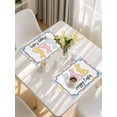 thumbnail image 5 of Happy Easter Placemats Set of 4, Cute Lovely Colorful Rabbits Silhouette Eggs Placemats for Dining Table, Place Mats for Kitchen Tabletop, Waterproof Wipeable Dining Table Mats Set, 5 of 9