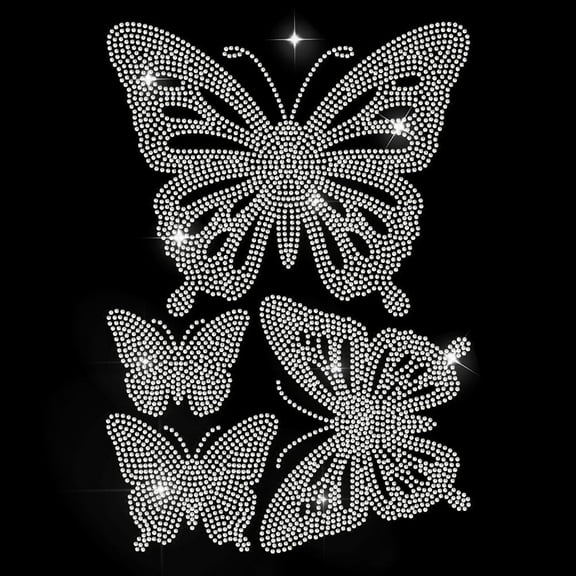 Butterflies Rhinestone Iron on Hotfix Transfer Decal Butterfly Insect Bling DIY Patch Repair Hot Fix Applique for T-Shirt Jacket Bag Jeans Craft Clothing Accessory