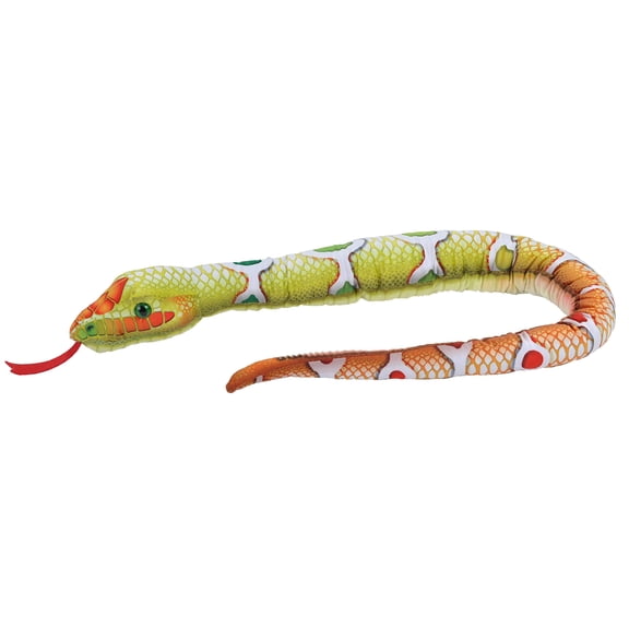 Wild Republic Vibe Brights Snake Green, Light and Sound, 54 inches, Gift for Kids, Plush Toy, Fill is Spun Recycled Water Bottles