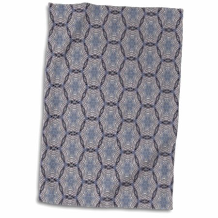 3dRose Faded blue jeans feeling steel blue and gray circles and flowers pattern - Towel  15 by 22-inch
