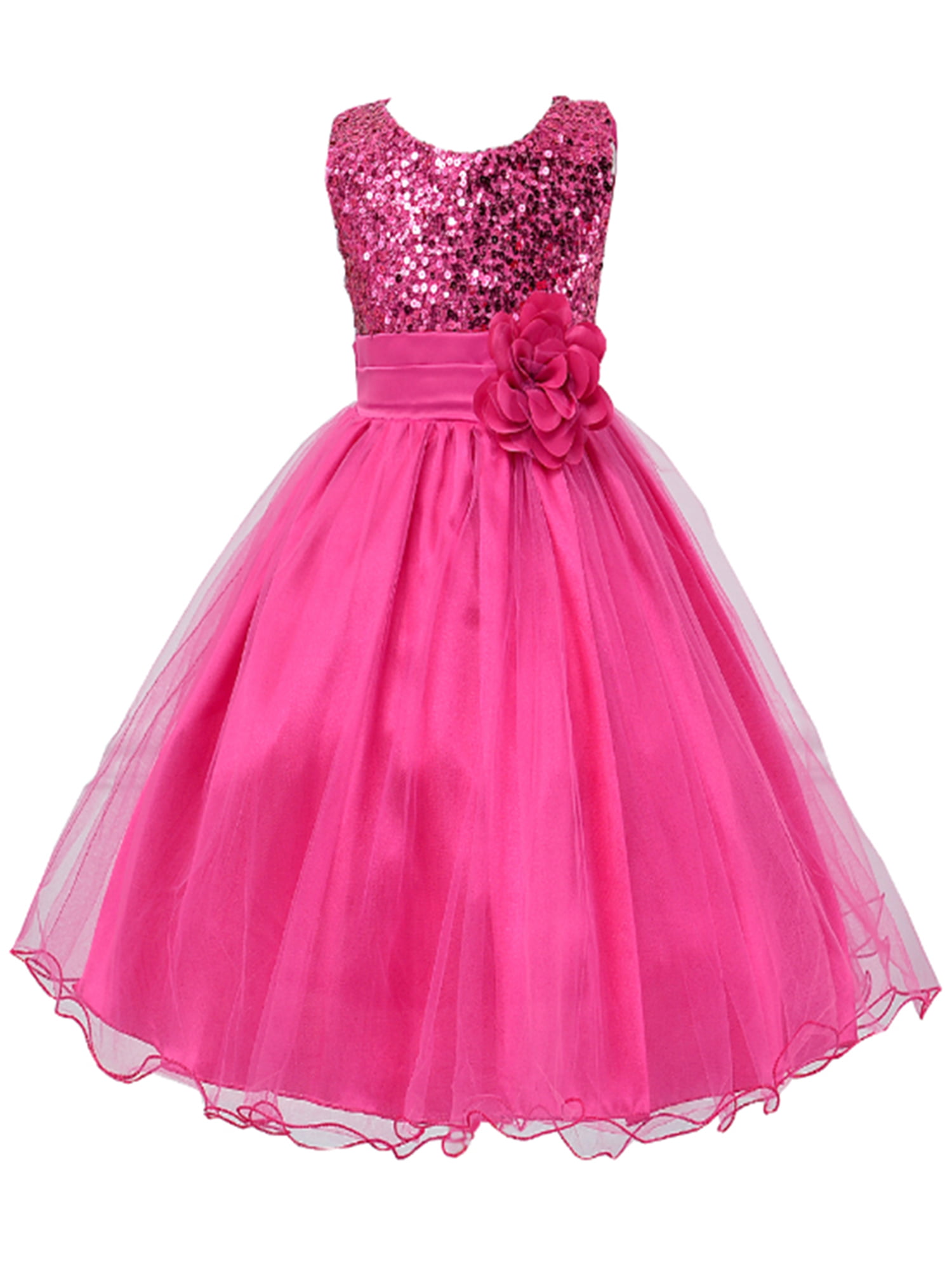StylesILove Lovely Sequin Flower Girl Dress, 5 Colors (3-4 Years, Rose ...