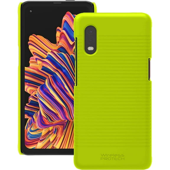 Wireless PROTECH Case Compatible with Samsung Galaxy XCover Pro Phone Model SM-G715. Durable Slim Protective Hard Cover Ribbed Case (Lime Green)