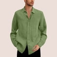 thumbnail image 2 of QATAINLAV Mens Big and Tall Cotton Linen Shirts Casual Button Down Lapel Dress Shirts Solid Color Long Sleeve Work Tops 2024 Fall Blouses Prime Sales Army Green 5XL, 2 of 6