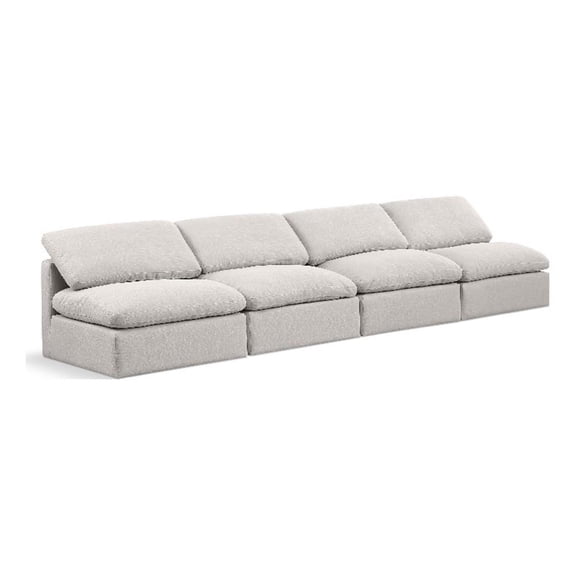 Meridian Furniture Indulge 140" Upholstered Fabric Modular Sofa in Cream